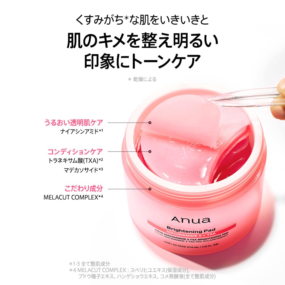 Amazon | ANUA(アヌア)ナイアシンアミド 5 TXAブライトニングパッド(60